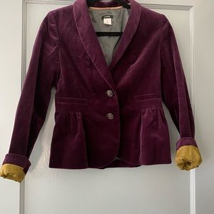 J Crew Purple Velvet Jacket Lined
